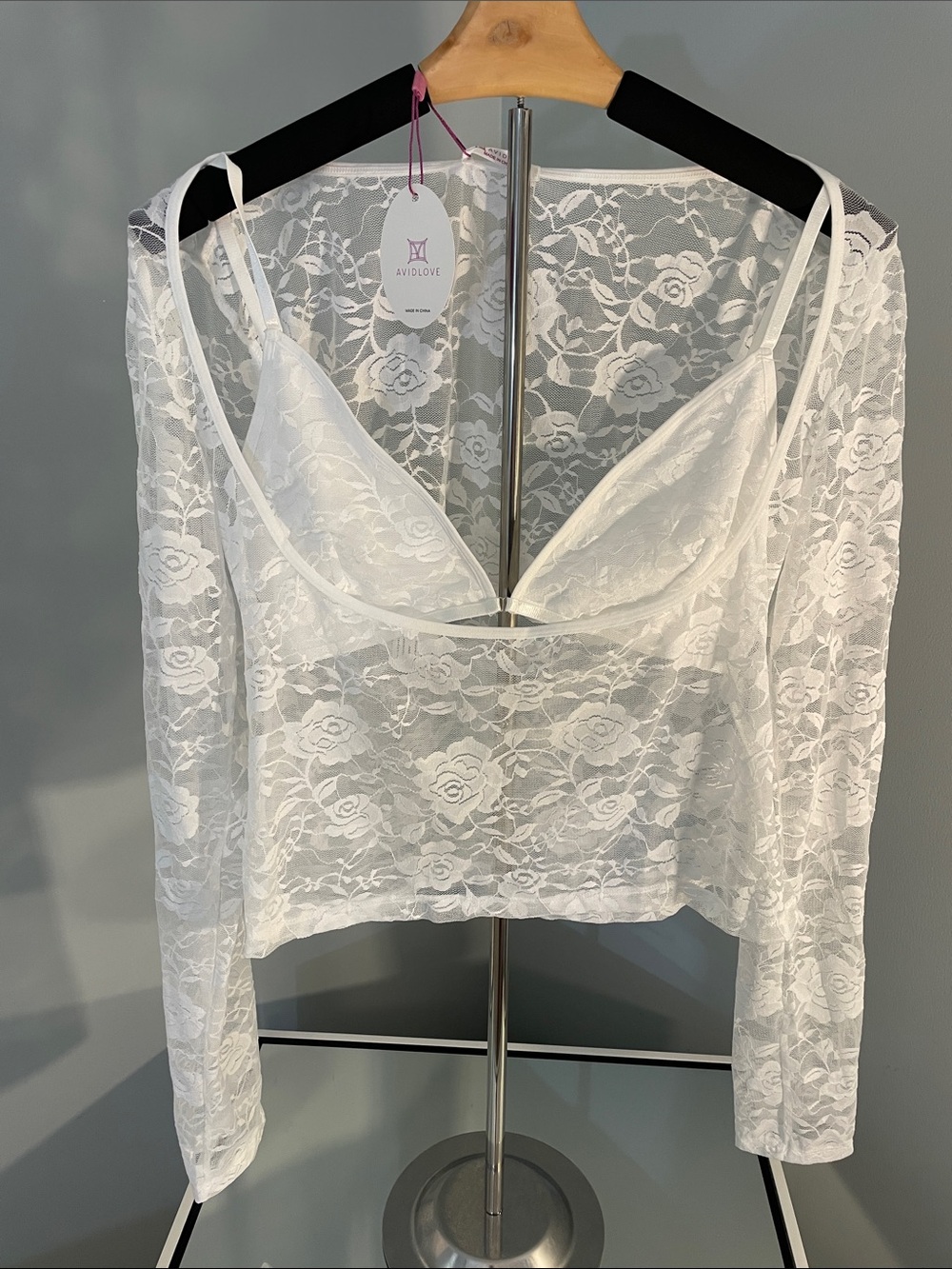 Sexy Y2K Lace 2 piece Crop Top Sheer Going Out Top & bra for clubbing nwt